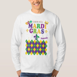 Mardi Gras Carnival Party Fleur de Lis Rhombus T-shirt
