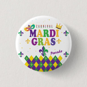 Mardi Gras Carnival Party Fleur de Lis Ronde Button 3,2 Cm