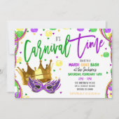 Mardi Gras Carnival Party Invitation Kaart (Voorkant)