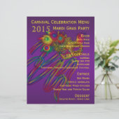 Mardi Gras Carnival Party Menu Stationery (Staand voorkant)