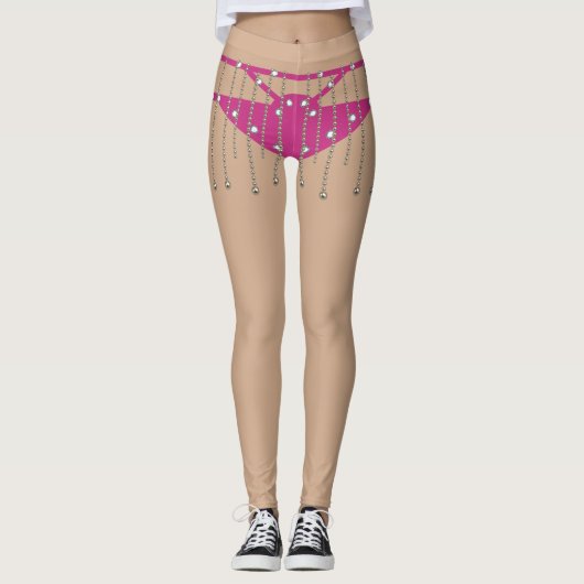 Mardi Gras Carnival Pink Showgirl Leggings (Voorkant)