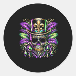 Mardi Gras Carnival Skull New Orleans Outfit Parad Ronde Sticker