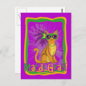 Mardi Gras Cat Briefkaart (Voorkant / Achterkant)