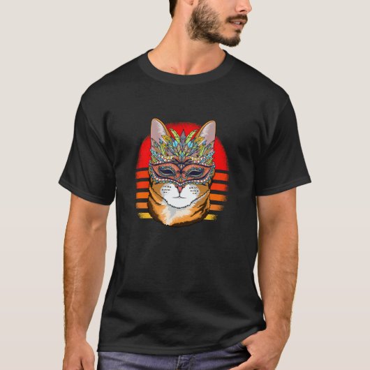 Mardi Gras cat Carnival Mask Cat T-shirt (Voorkant)