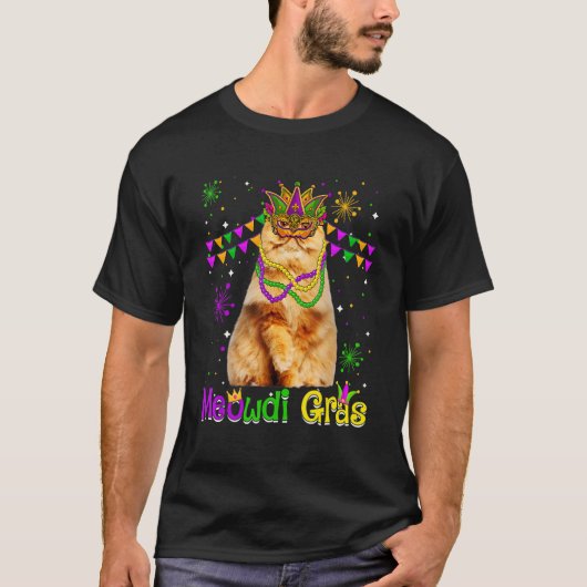 Mardi Gras Cat Cute Persian Cat Carnival Masker T-shirt (Voorkant)