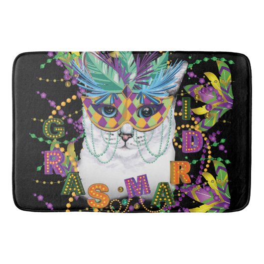 Mardi Gras Cat, Funny Mardi Gras Badmat (Voorkant)