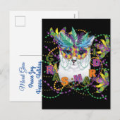 Mardi Gras Cat, Funny Mardi Gras Feestdagenkaart (Voorkant / Achterkant)