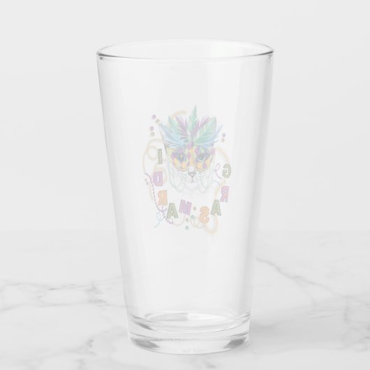 Mardi Gras Cat, Funny Mardi Gras Glas (Achterkant)
