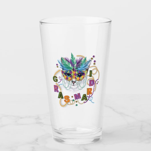Mardi Gras Cat, Funny Mardi Gras Glas (Voorkant)