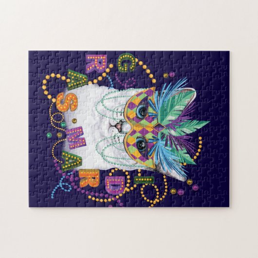 Mardi Gras Cat, Funny Mardi Gras Legpuzzel (Horizontaal)