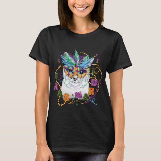 Mardi Gras Cat, Funny Mardi Gras T-shirt (Voorkant)