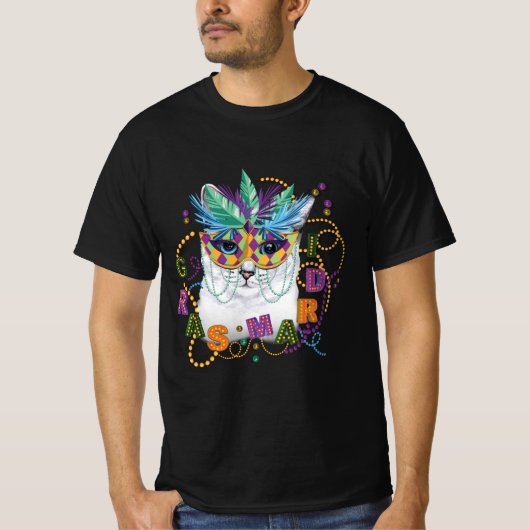 Mardi Gras Cat, Funny Mardi Gras T-shirt (Voorkant)