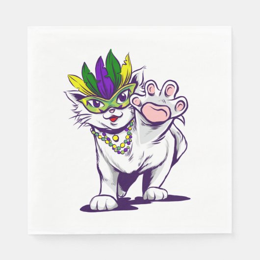 mardi gras cat grappig kitten servet (Voorkant)