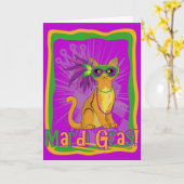 Mardi Gras Cat Kaart (Gele Bloem)