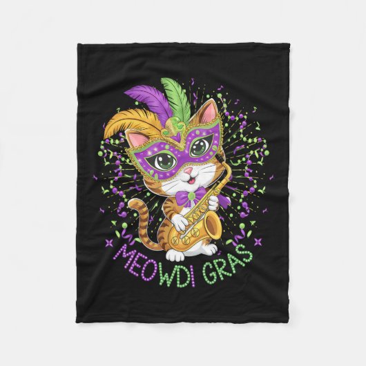Mardi Gras Cat Lovers Fleece Deken (Voorkant)