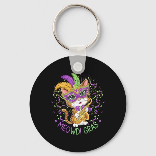 Mardi Gras Cat Lovers Sleutelhanger (Voorkant)