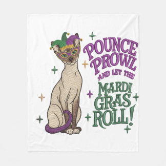 Mardi Gras Cat Pounce Proud Mask Art Fleece Deken