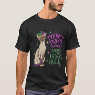 Mardi Gras Cat Pounce Proud Mask Art T-shirt