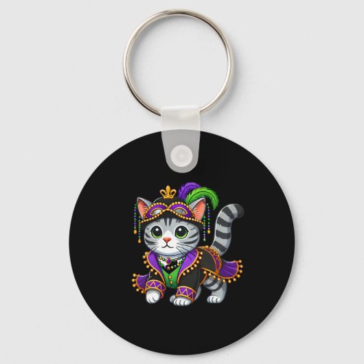 Mardi Gras Cat Sleutelhanger (Voorkant)