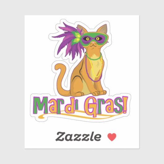 Mardi Gras Cat Sticker (Vel)