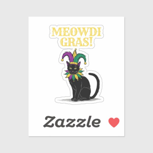 Mardi Gras Cat Sticker, Gras Pint Sticker (Vel)