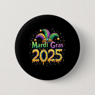Mardi Gras Celebration 2025 Maskerveren Mardi Gr Ronde Button 5,7 Cm