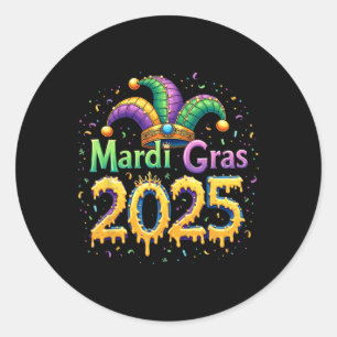 Mardi Gras Celebration 2025 Maskerveren Mardi Gr Ronde Sticker