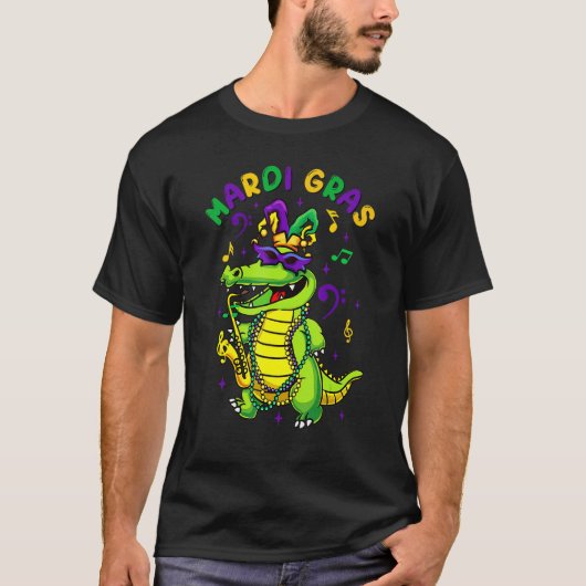 Mardi Gras Celebration Alligator Crocodile Holiday T-shirt (Voorkant)
