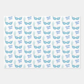 Mardi Gras Celebration Blue maskers Feathers Inpakpapier Vel (Voorkant 3)