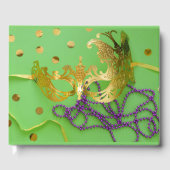 Mardi Gras Celebration Gold Mask Paarse Beads Gastenboek (Voorkant)