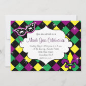 Mardi Gras Celebration Invitation Kaart (Voorkant)