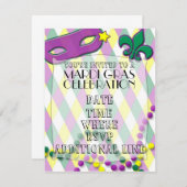 Mardi Gras Celebration Invitation Kaart (Voorkant / Achterkant)