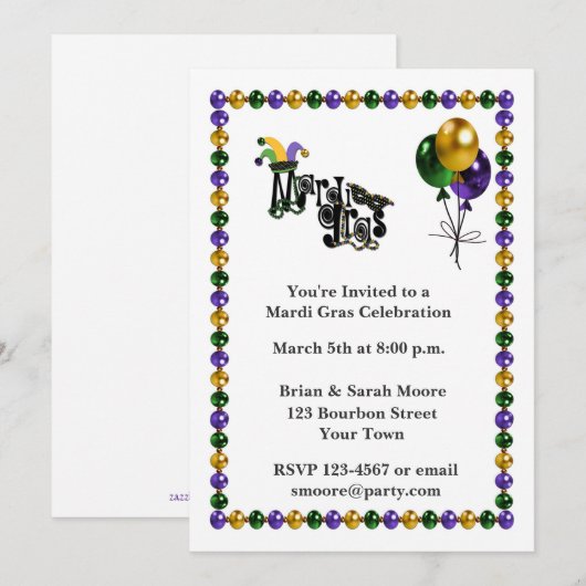 Mardi Gras Celebration Kaart (Voorkant / Achterkant)