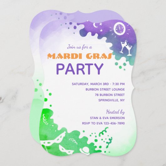 Mardi Gras Celebration Kaart (Voorkant / Achterkant)