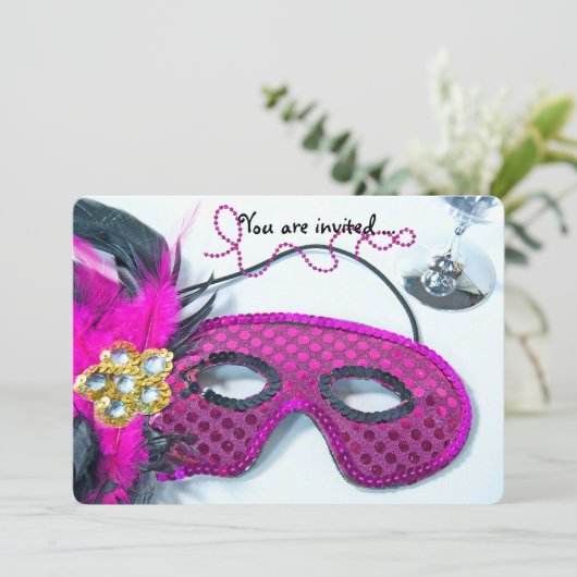 Mardi Gras Celebration Uitnodigen Kaart (Staand voorkant)