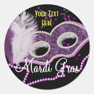 Mardi Gras Celebrations Fancy Maskerfeest Ronde Sticker