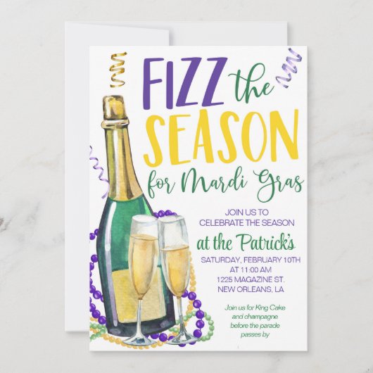 Mardi Gras Champagne uitnodiging (Voorkant)