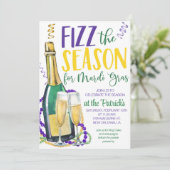 Mardi Gras Champagne uitnodiging (Staand voorkant)