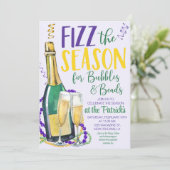 Mardi Gras Champagne uitnodiging (Staand voorkant)