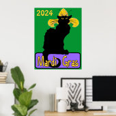 Mardi Gras Chat Noir, bewerk datum Poster (Thuiskantoor)
