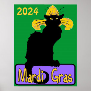 Mardi Gras Chat Noir, bewerk datum Poster