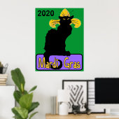 Mardi Gras Chat Noir, bewerk datum Poster (Thuiskantoor)