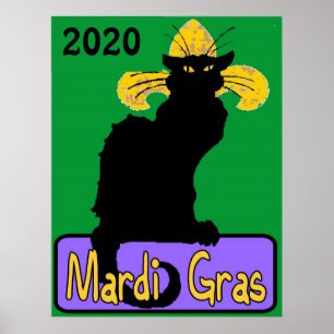 Mardi Gras Chat Noir, bewerk datum Poster