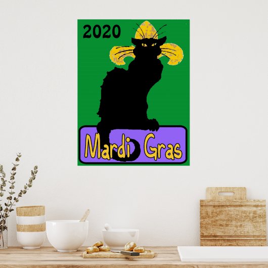 Mardi Gras Chat Noir, bewerk datum Poster (Keuken)