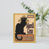 Mardi Gras Chat Noir Briefkaart (Staand voorkant)