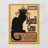 Mardi Gras Chat Noir Briefkaart (Voorkant)