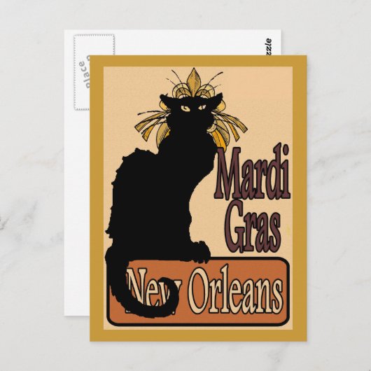 Mardi Gras Chat Noir Briefkaart (Voorkant / Achterkant)