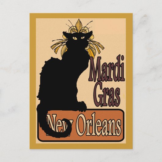 Mardi Gras Chat Noir Briefkaart (Voorkant)