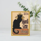 Mardi Gras Chat Noir Briefkaart (Staand voorkant)