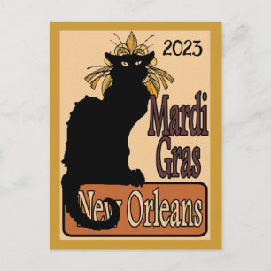 Mardi Gras Chat Noir Personalize Briefkaart